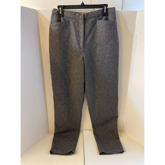 Llbean 100% lambs wool pants M-tall size 12 rn#71341 high rise gray - Picture 1 of 5